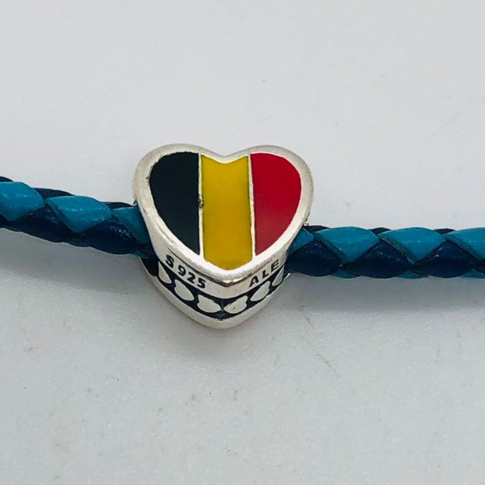 ✨✨Pandora Belgium Flag Heart Bead Charm Love Belgium Charm Travel Charm